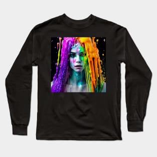 Girl with slimy hair art Long Sleeve T-Shirt